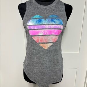Gray Tank Top with Colorful Heart Design from evereve.